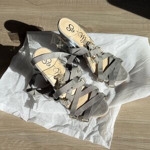 So Me Silver and Gray Strappy Sandals